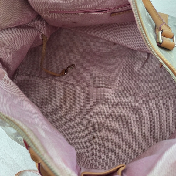 Vintage Dooney & Bourke Brown Spellout Heart Duffle Bag Carry-on Leather Brown - Picture 7 of 16